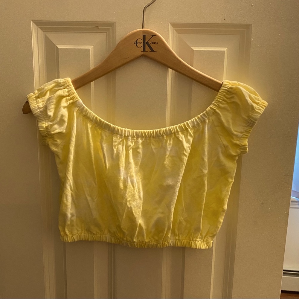 Yellow tie dye crop top